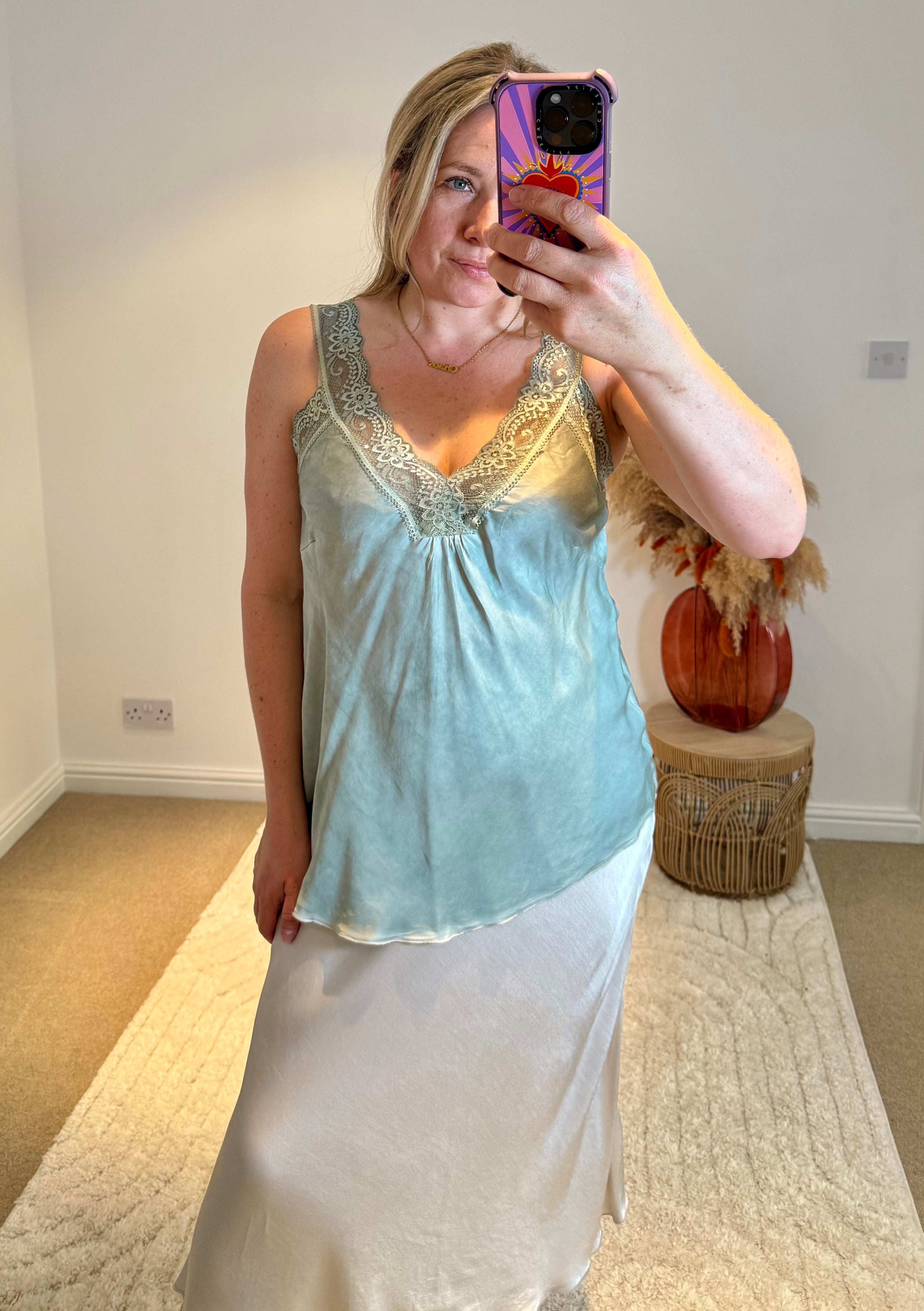 Layla Lace Silky Camisole | Sage Green