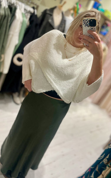Evelyn Cross Front Knit Jumper | Winter White