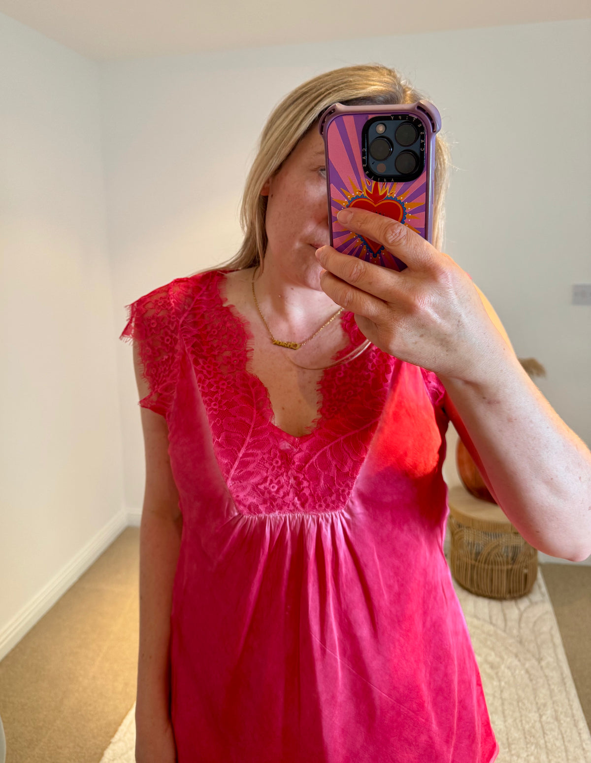 Layla 2 Thicker Strap Lace Camisole | Raspberry