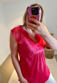 Layla 2 Thicker Strap Lace Camisole | Raspberry