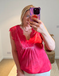Layla 2 Thicker Strap Lace Camisole | Raspberry
