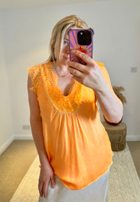 Layla 2 Thicker Strap Lace Camisole | Vibrant Orange