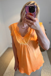 Layla 2 Thicker Strap Lace Camisole | Vibrant Orange
