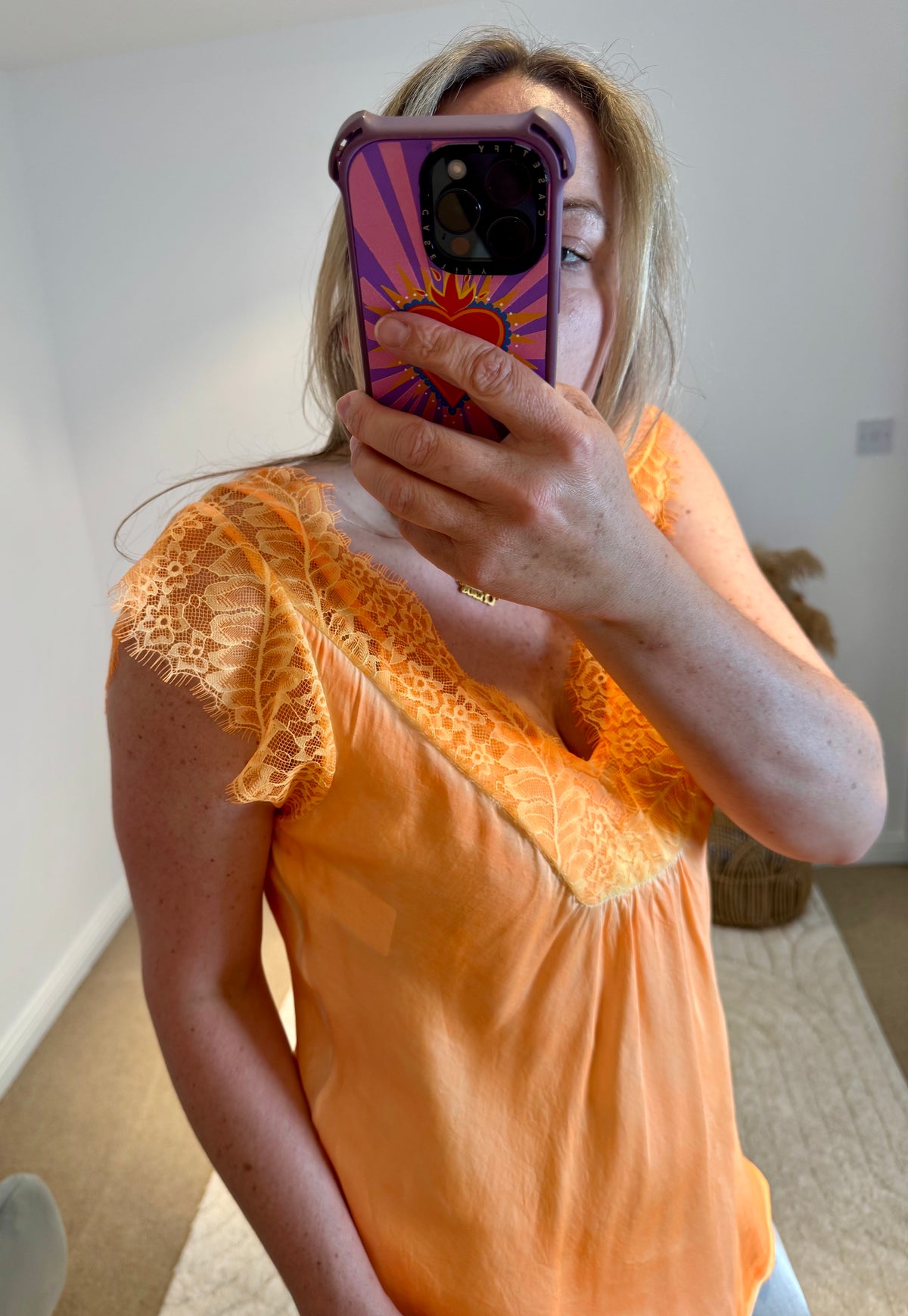 Layla 2 Thicker Strap Lace Camisole | Vibrant Orange