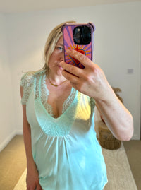 Layla 2 Thicker Strap Lace Camisole | Aqua