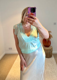 Layla 2 Thicker Strap Lace Camisole | Aqua
