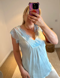Layla 2 Thicker Strap Lace Camisole | Light Blue