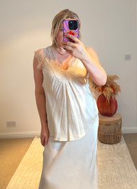 Layla 2 Thicker Strap Lace Camisole | Beige Oyster