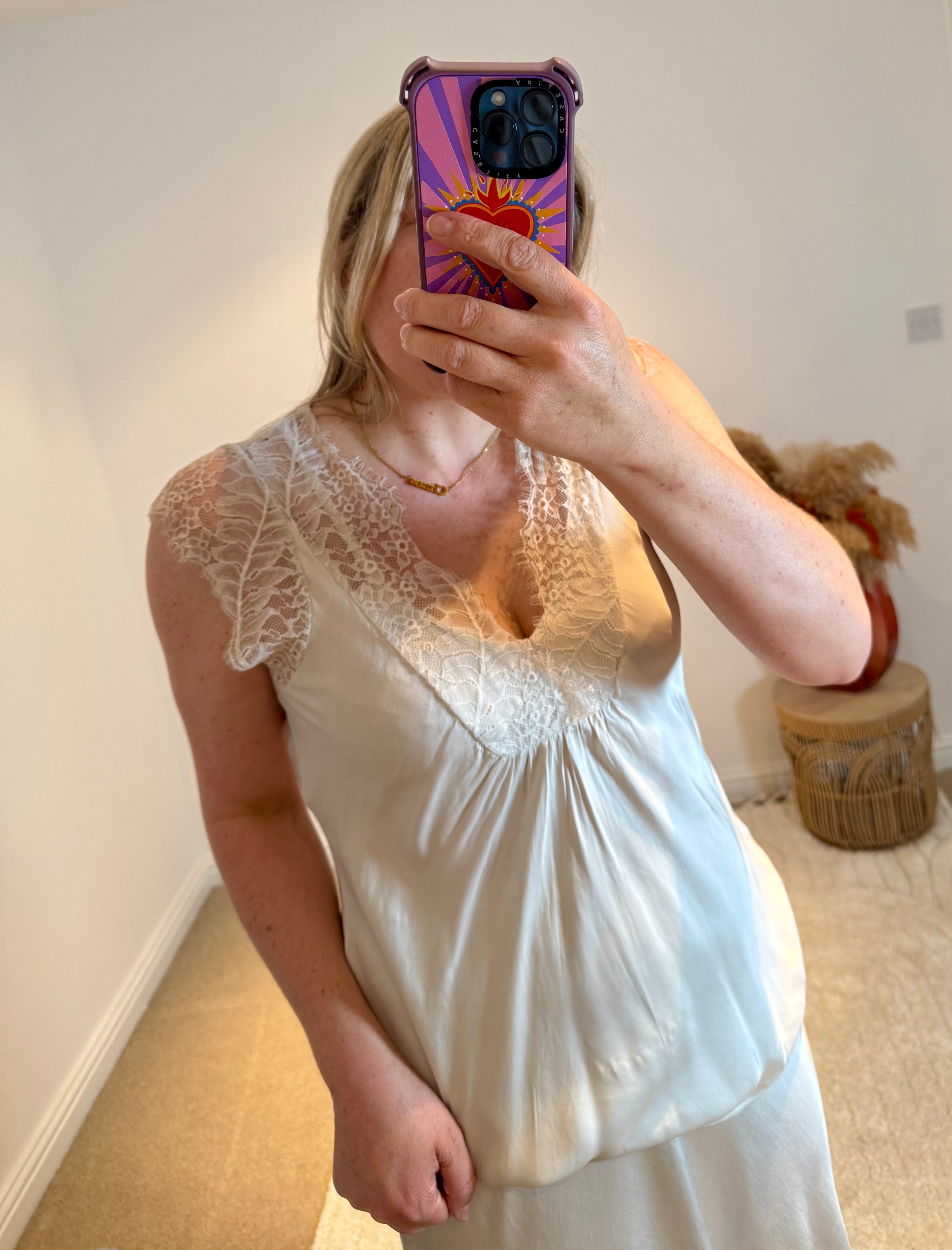 Layla 2 Thicker Strap Lace Camisole | Beige Oyster