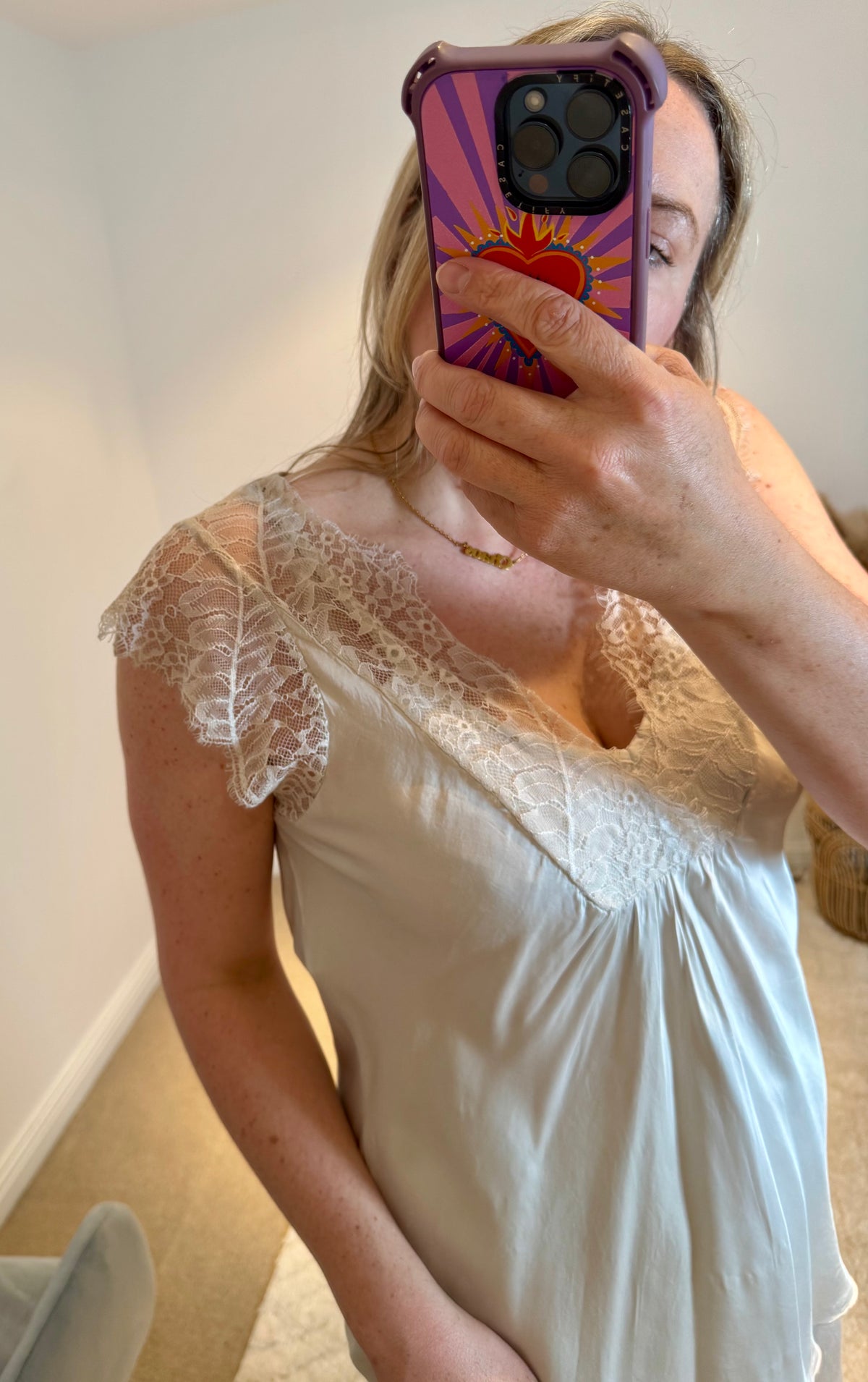 Layla 2 Thicker Strap Lace Camisole | Beige Oyster