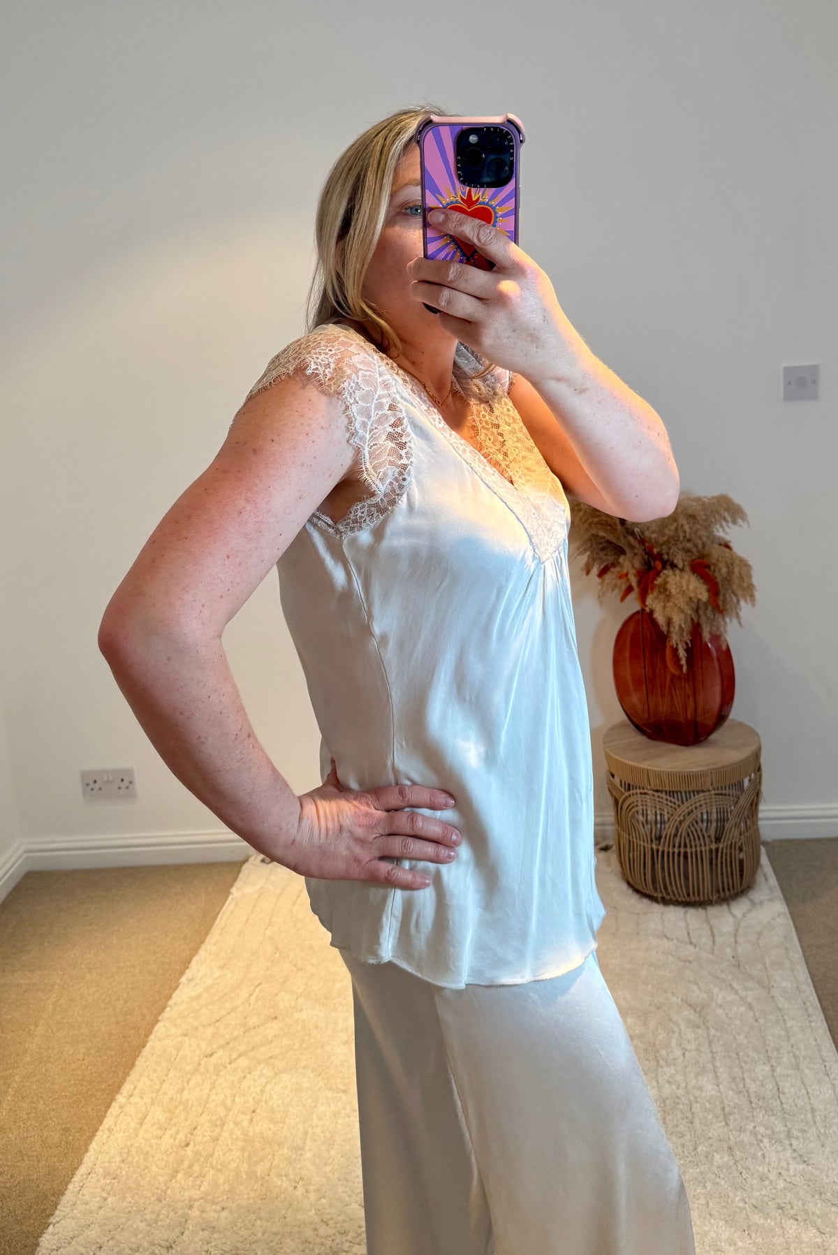 Layla 2 Thicker Strap Lace Camisole | Beige Oyster