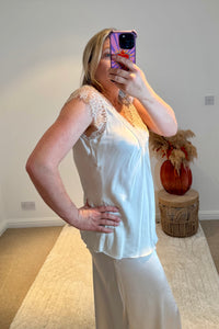 Layla 2 Thicker Strap Lace Camisole | Beige Oyster