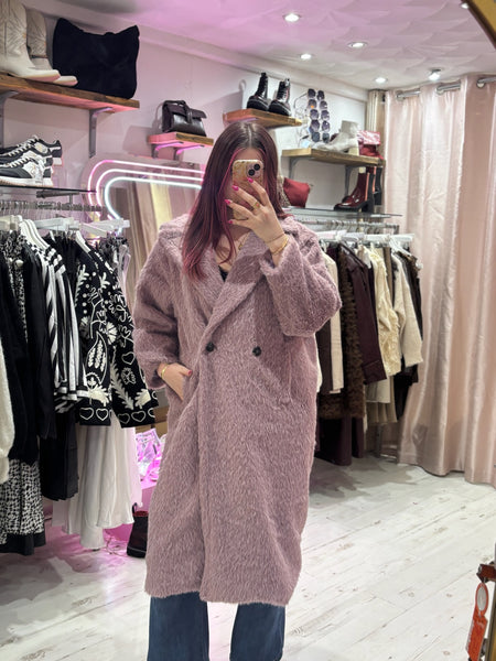 Wool Mix Cocoon Coat | Dusky Lilac
