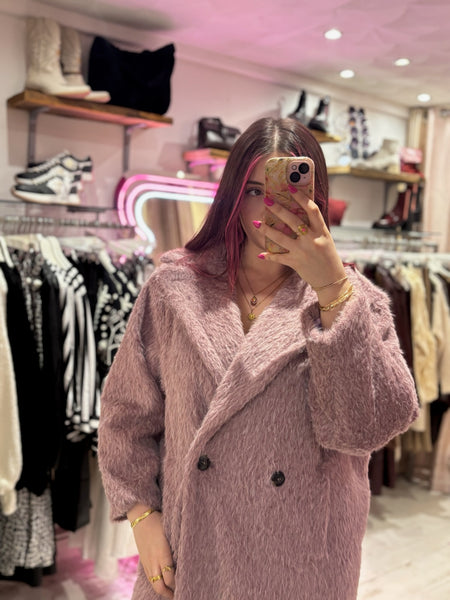 Wool Mix Cocoon Coat | Dusky Lilac