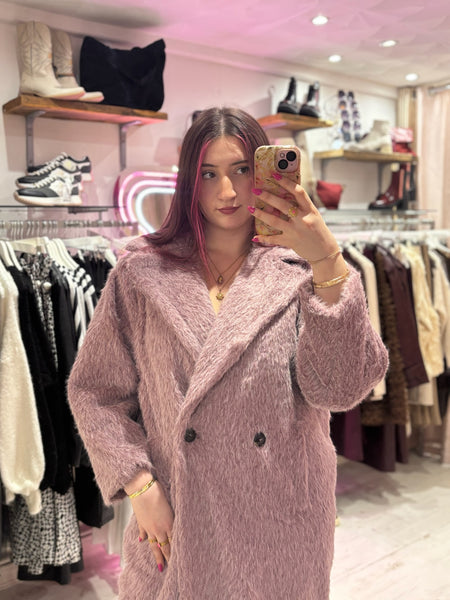 Wool Mix Cocoon Coat | Dusky Lilac