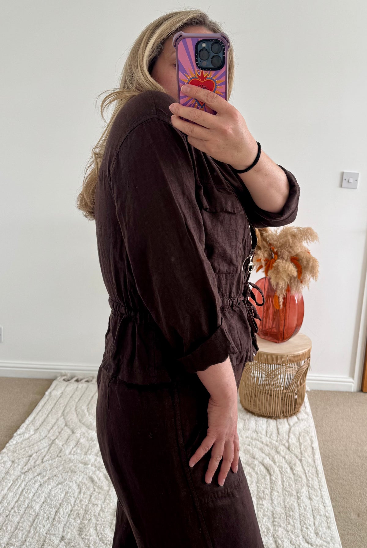 Italian Linen Wide Leg Trousers | Chocolate
