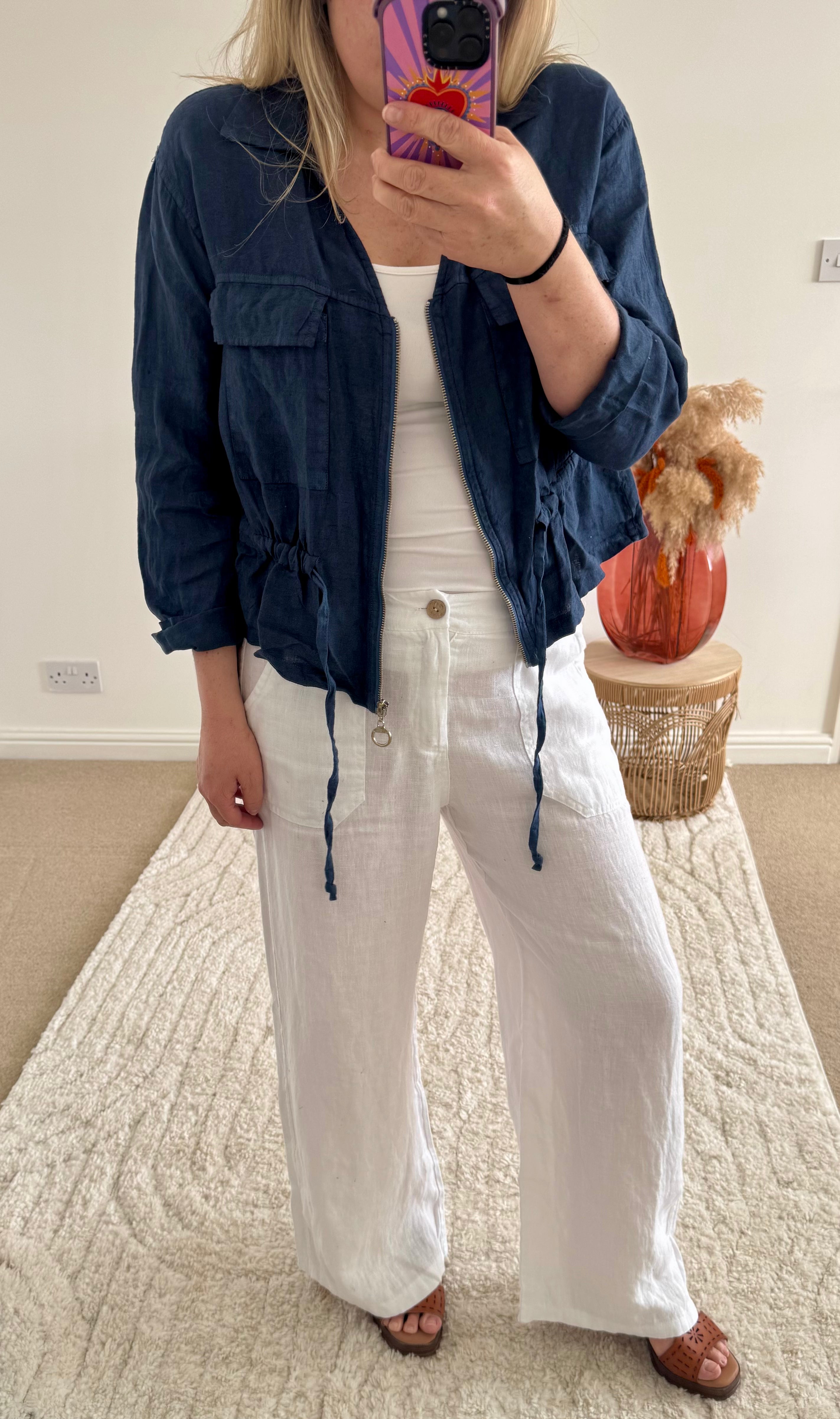 Italian Linen Wide Leg Trousers | White