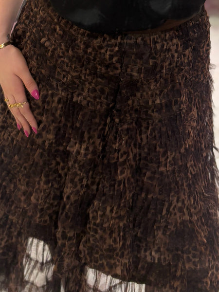 Leopard Layered Tulle Skirt | Brown Multi