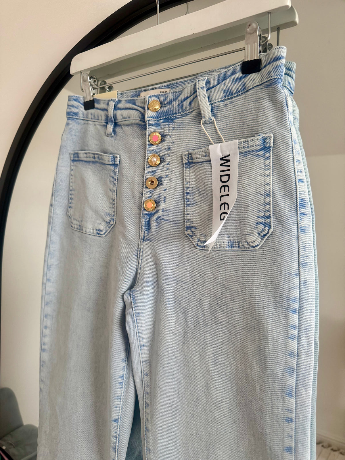 Folyrose Retro Wide Leg Jeans | Bleach Wash Pale Blue