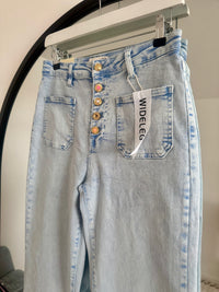 Folyrose Retro Wide Leg Jeans | Bleach Wash Pale Blue