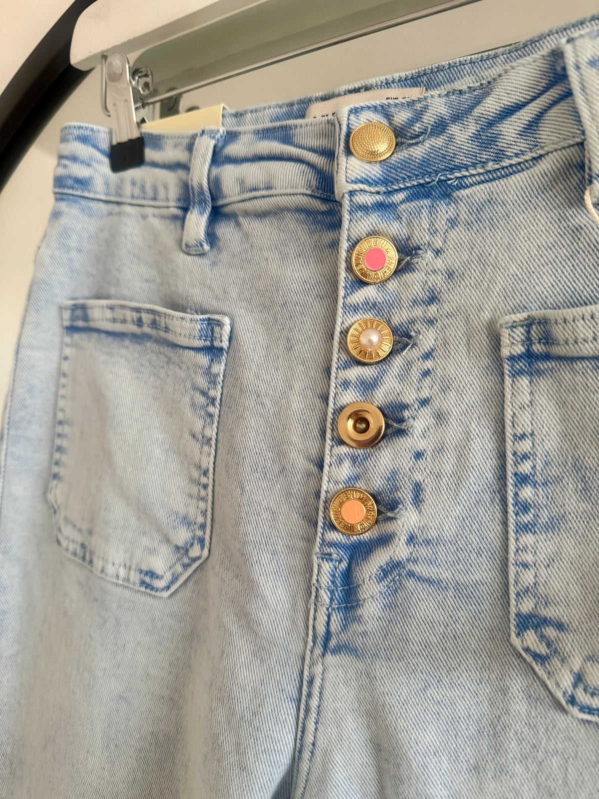 Folyrose Retro Wide Leg Jeans | Bleach Wash Pale Blue