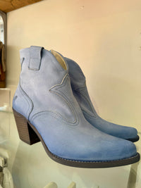 Felmini | Nubuck Heeled Cowboy Boot | Powder Blue