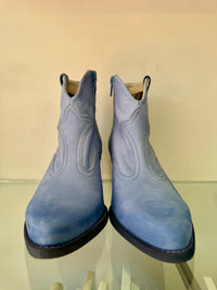 Felmini | Nubuck Heeled Cowboy Boot | Powder Blue