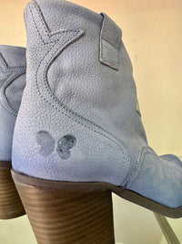Felmini | Nubuck Heeled Cowboy Boot | Powder Blue