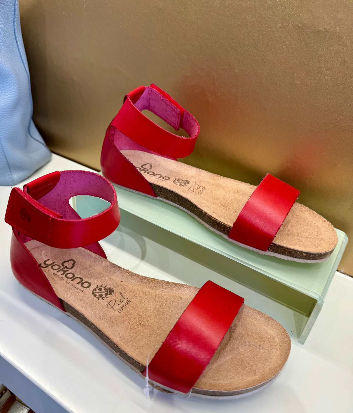 Yokono | Genova-400 | Flat Sandal with Ankle Strap | Red