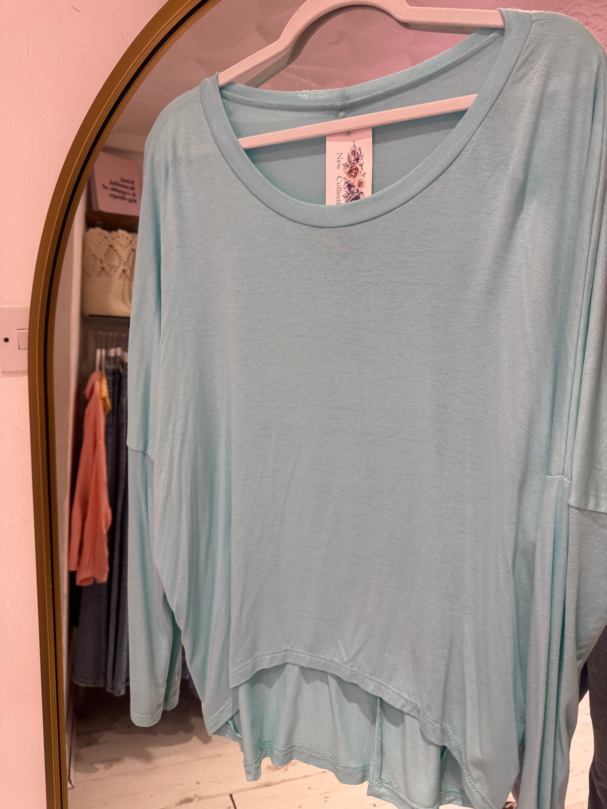 Long Sleeved Relaxed Fit Top | Aqua
