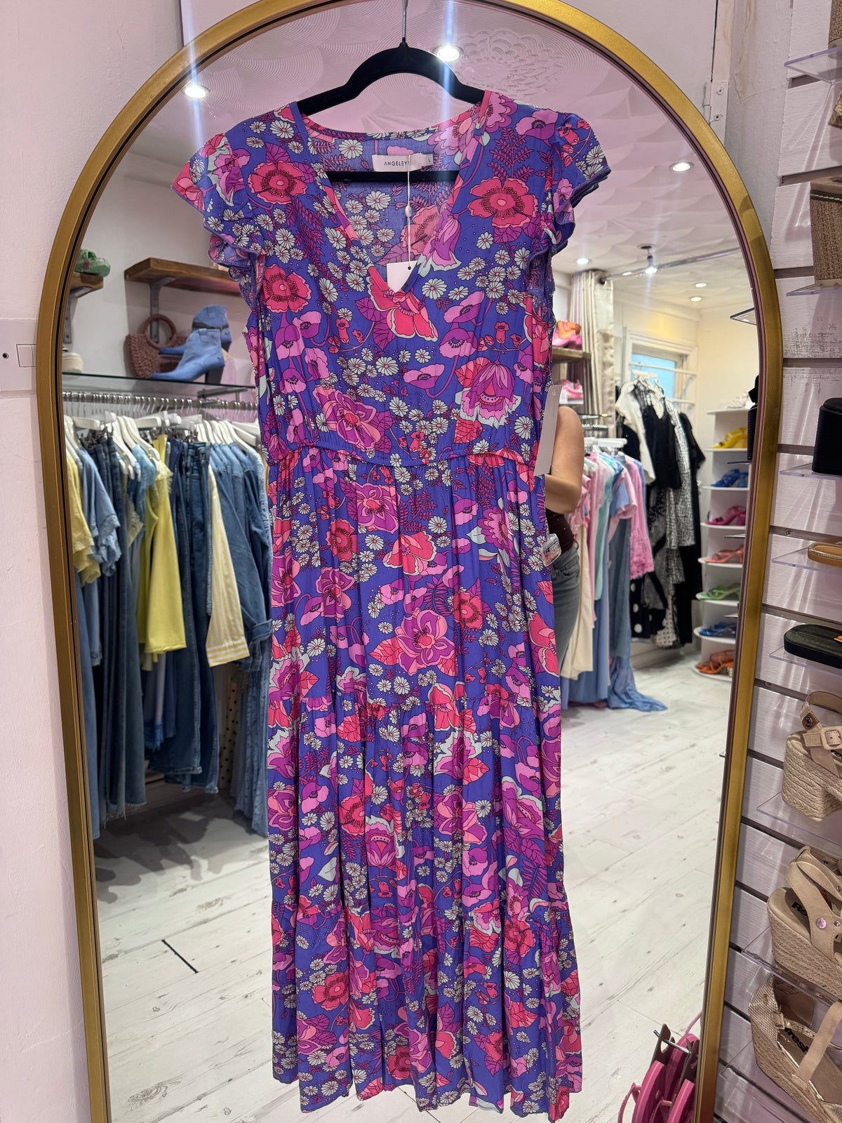 Retro Floral Print Sun Dress | Purple/Pink