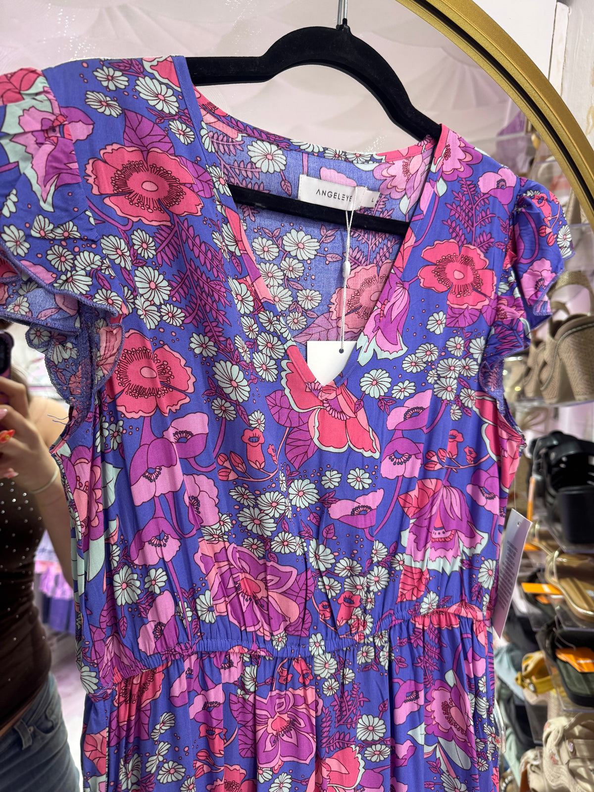 Retro Floral Print Sun Dress | Purple/Pink