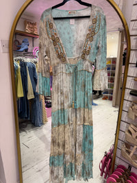 Boho Embellished Floral Kimono | Turquoise