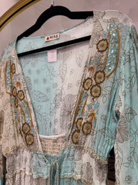 Boho Embellished Floral Kimono | Turquoise