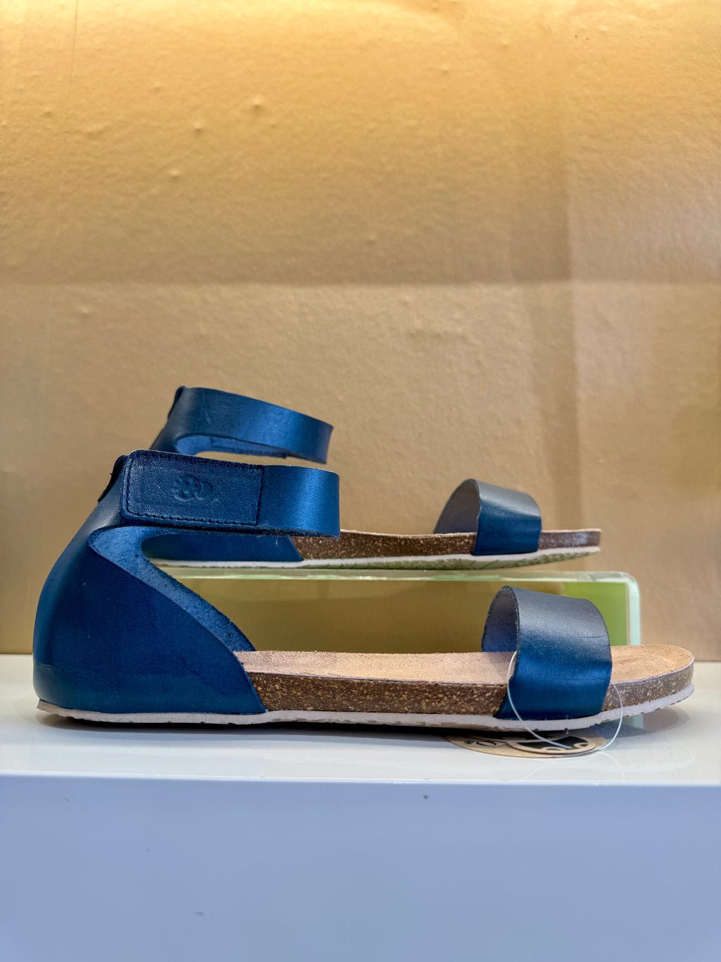 Yokono | Genova-400 | Flat Sandal with Ankle Strap | Navy