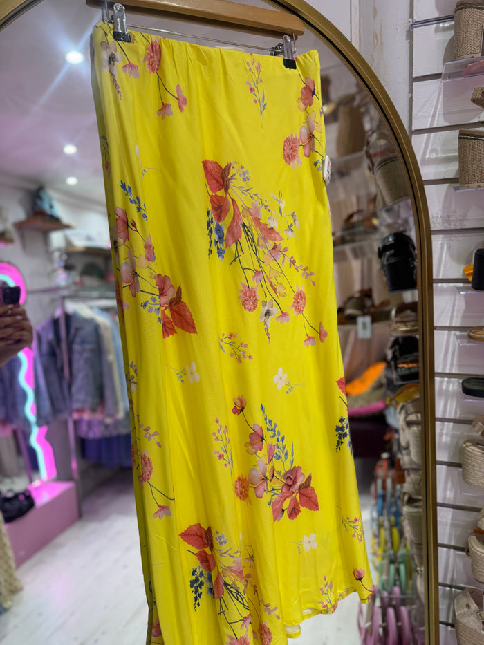 Floral Print Midi Skirt | Yellow Multi