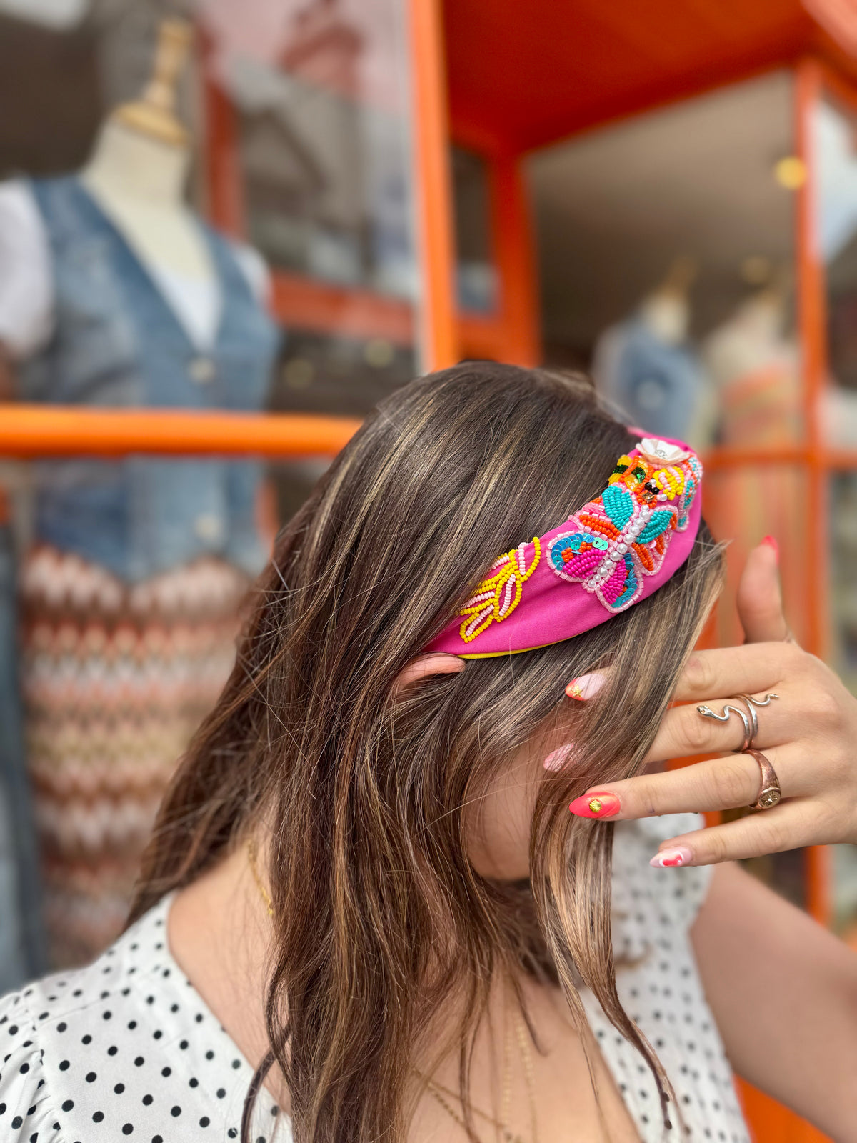 Colourful Embellished Headband | Fuchsia Pink