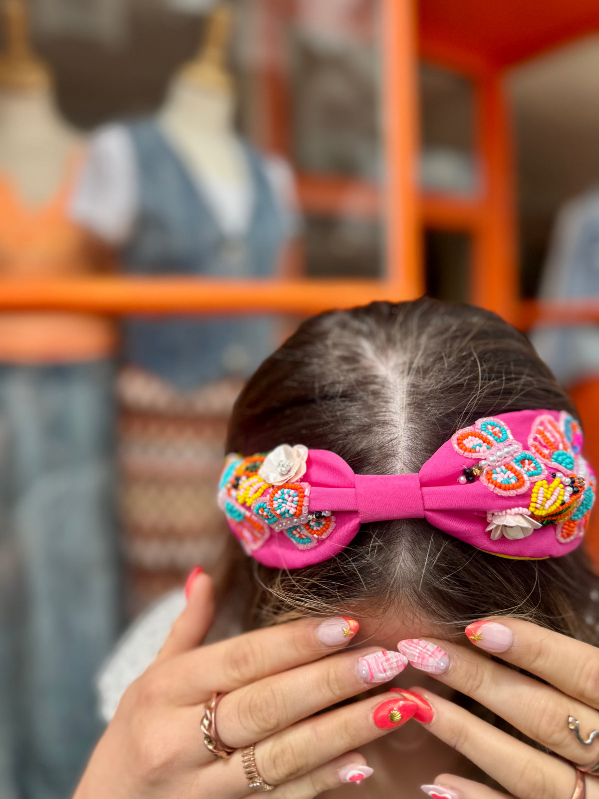 Colourful Embellished Headband | Fuchsia Pink