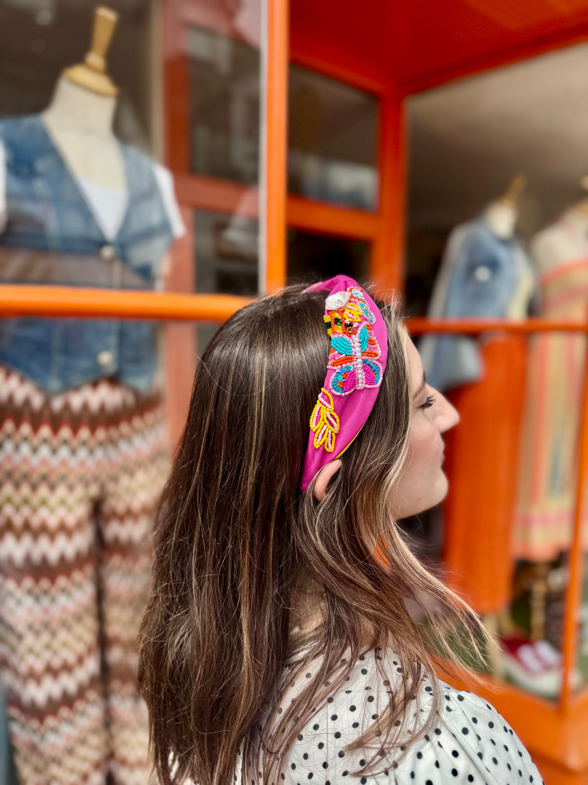 Colourful Embellished Headband | Fuchsia Pink