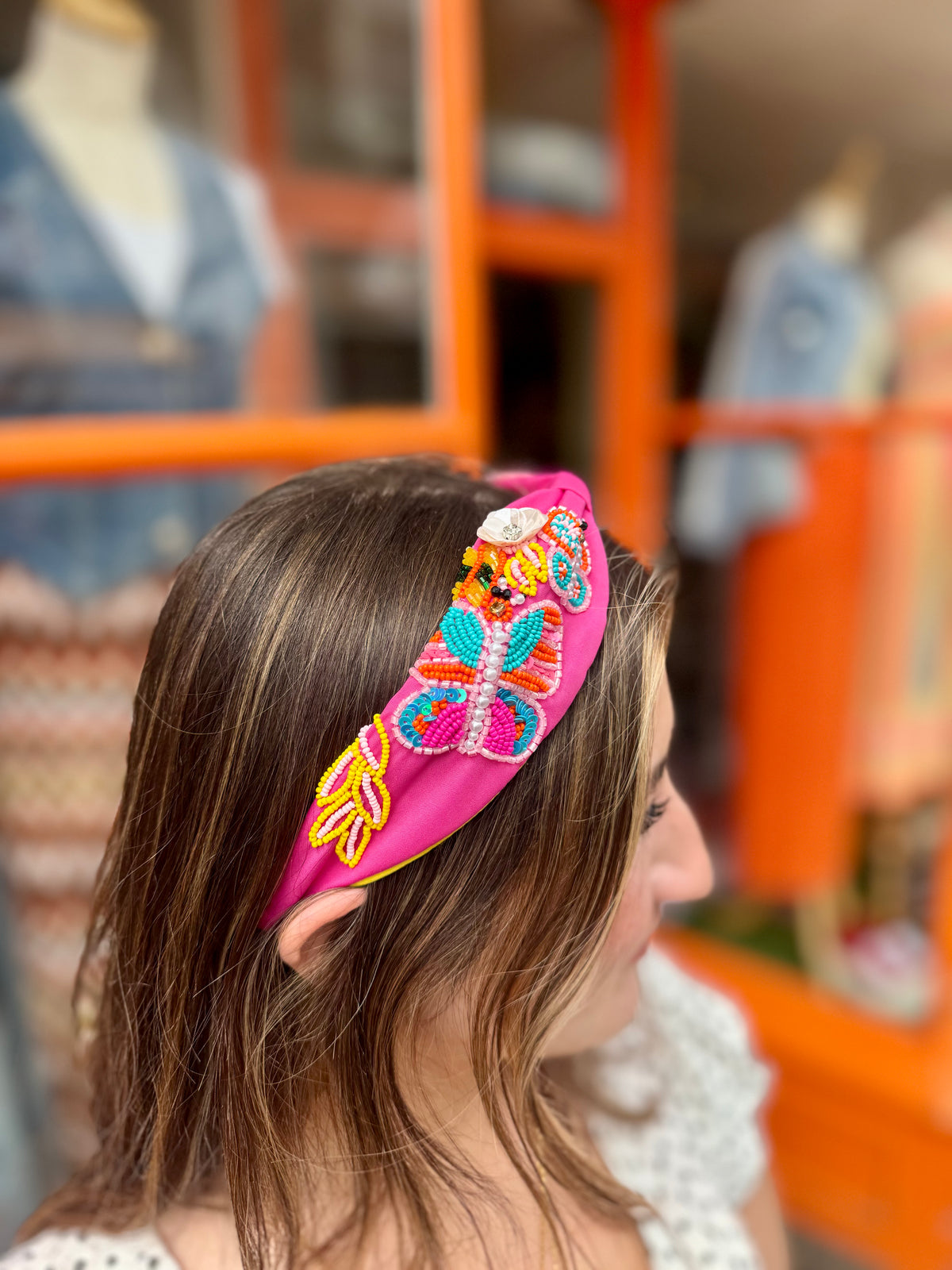 Colourful Embellished Headband | Fuchsia Pink