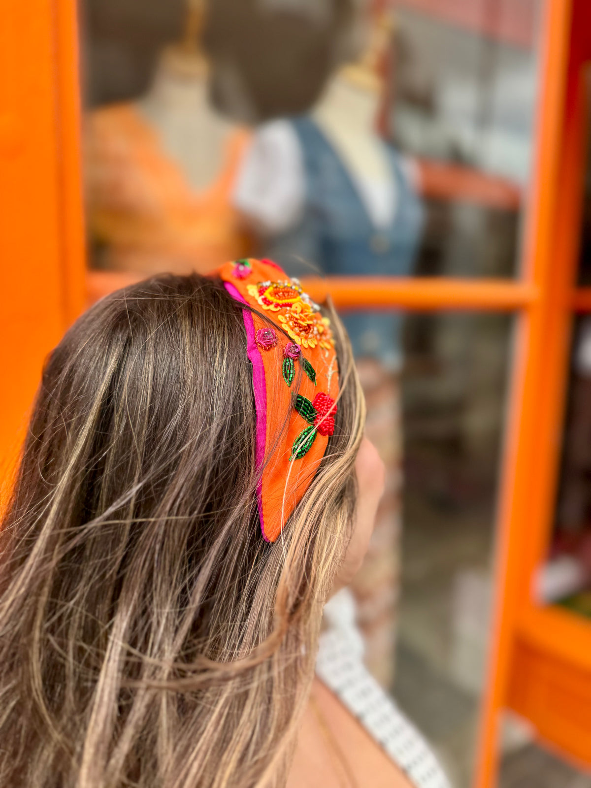Colourful Embellished Headband | Orange