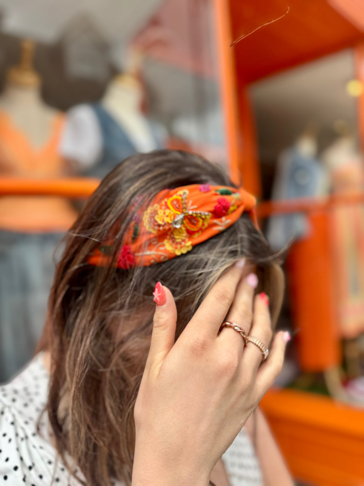 Colourful Embellished Headband | Orange