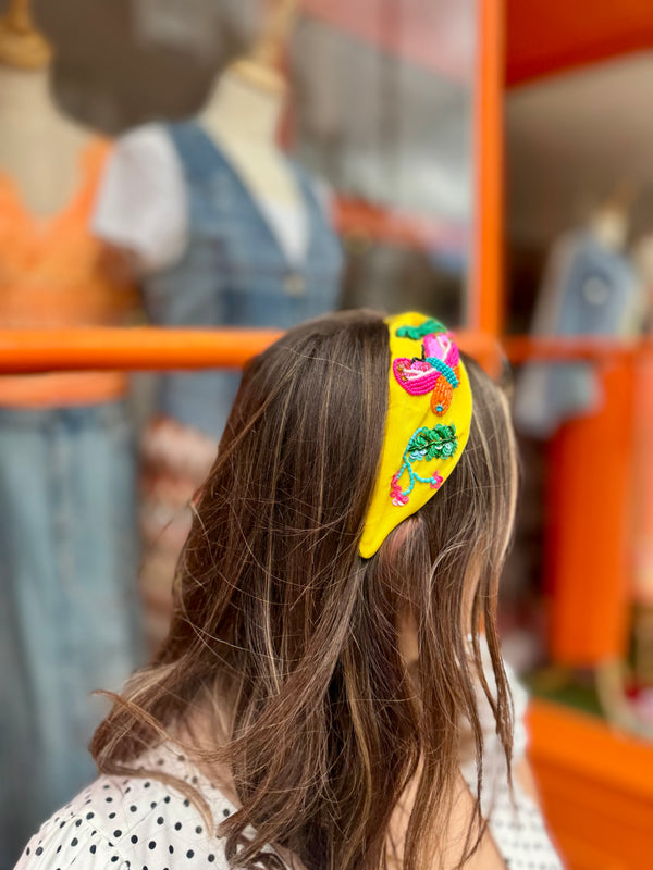 Colourful Embellished Headband | Yellow