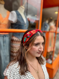 Colourful Embellished Headband | Red