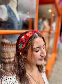 Colourful Embellished Headband | Red