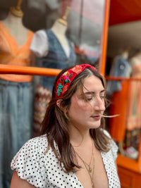 Colourful Embellished Headband | Red