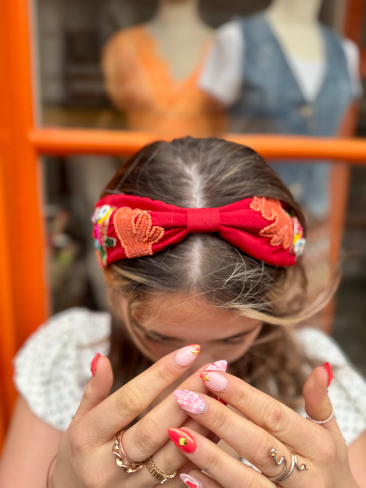 Colourful Embellished Headband | Red