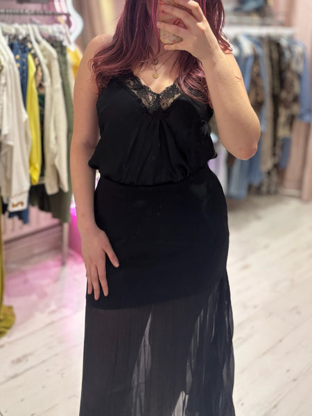 Layla Lace Silky Camisole | Black