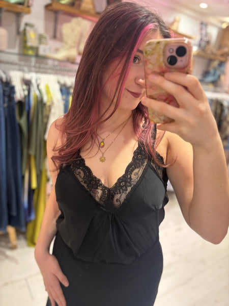 Layla Lace Silky Camisole | Black