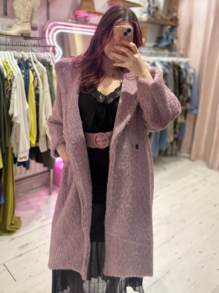Wool Mix Cocoon Coat | Dusky Lilac